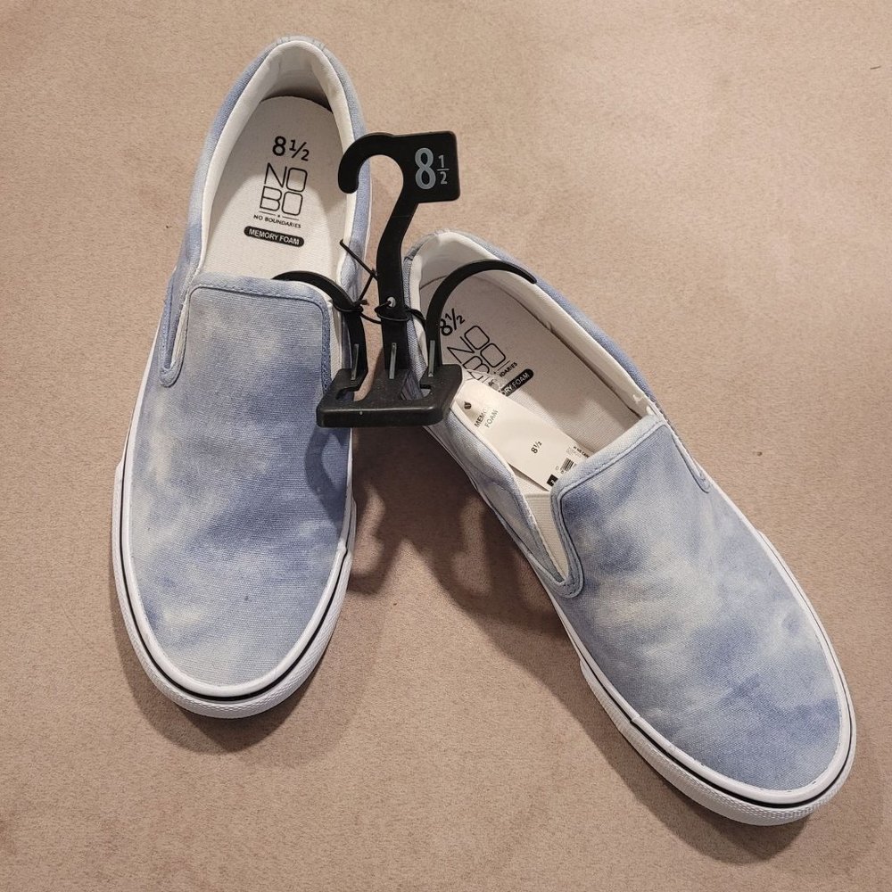 NWT blue tie dyed slip on sneakers S 8.5